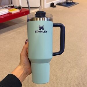 Stanley Aqua Blue Travel Mug with Navy Handle